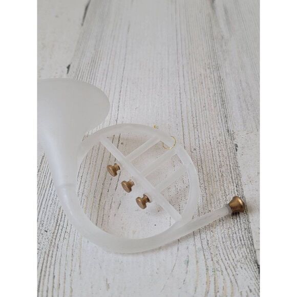 Clear frosted horn Trumpet ornament Xmas decor - Picture 2 of 5